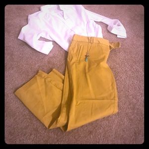 Mustard Ann Taylor Loft cropped work pants