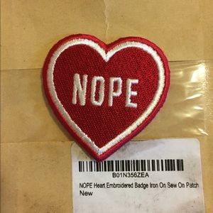 Heart "Nope" Iron On Patches