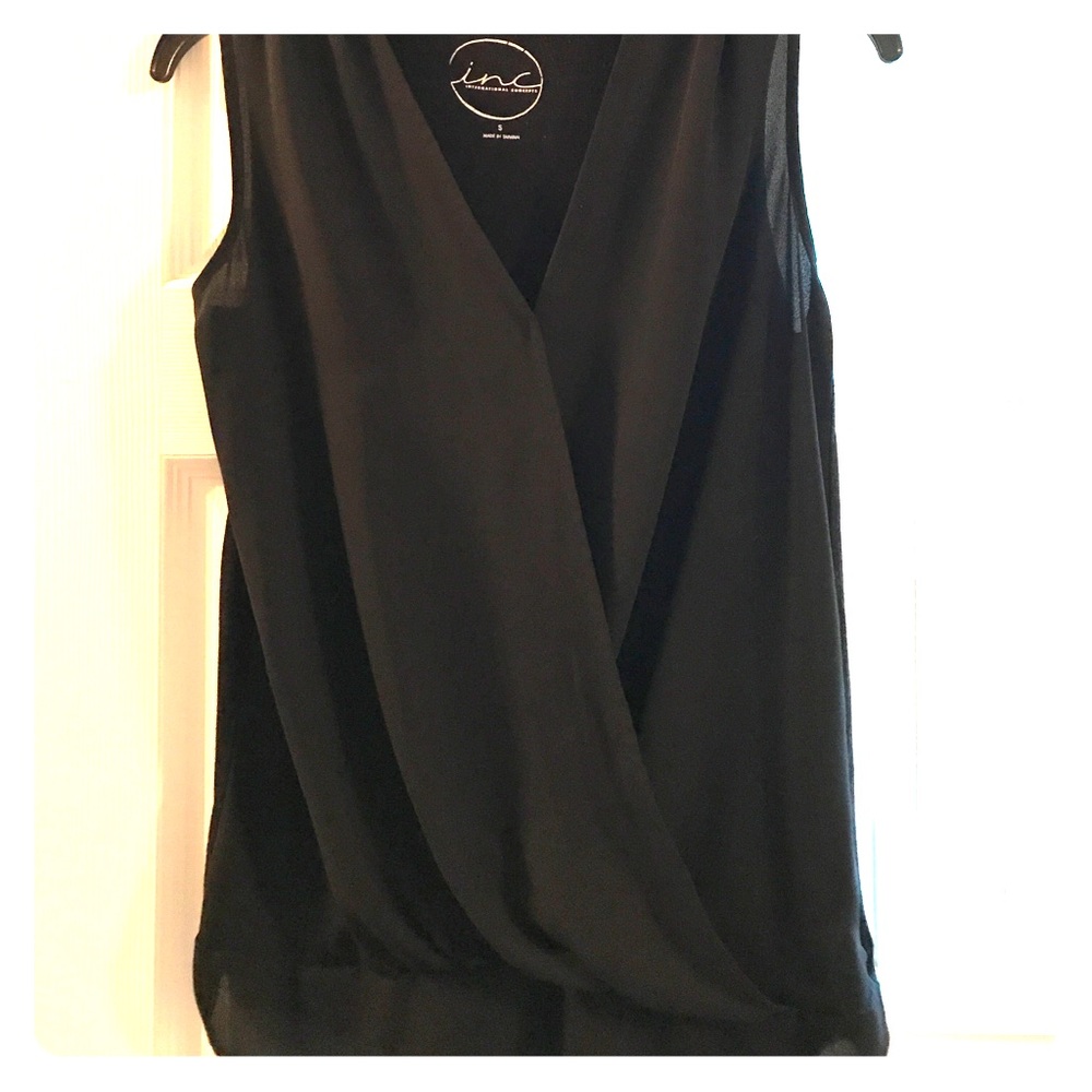 INC black flowy sleeveless blouse