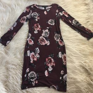 burgundy plum floral dress