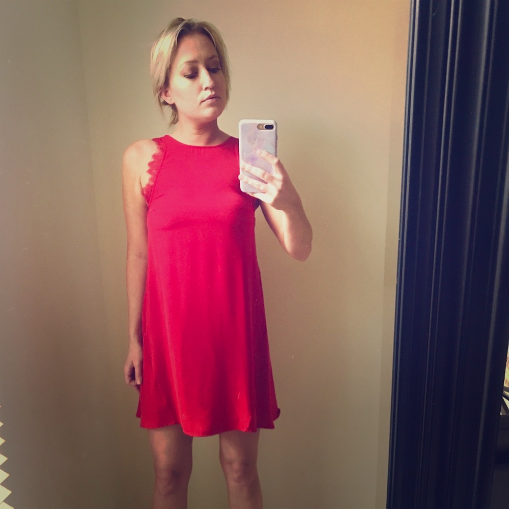 Red Dress with Lace Detail