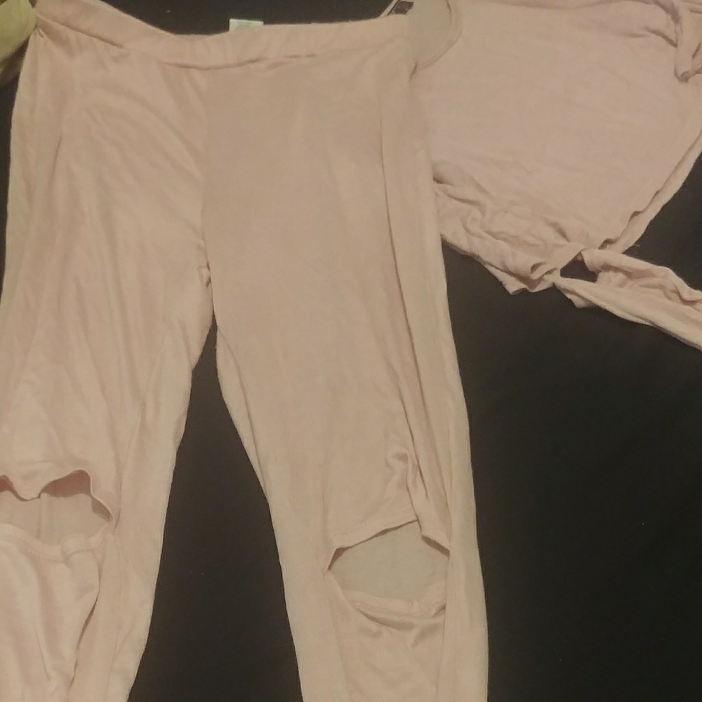 Two piece Light pink slit knee n elbow