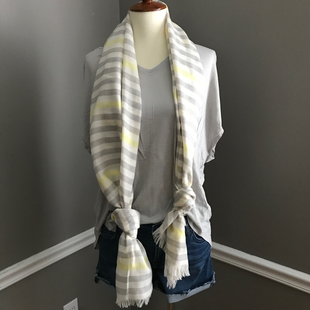 Scarf! Yellow, ivory and light grey
