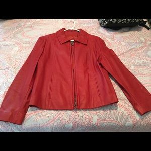 Red leather jacket