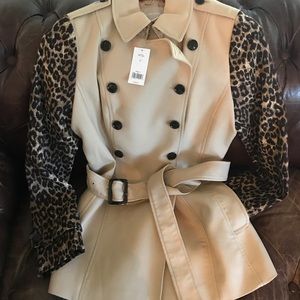 Banana Republic Trench Coat Leopard Rarrr