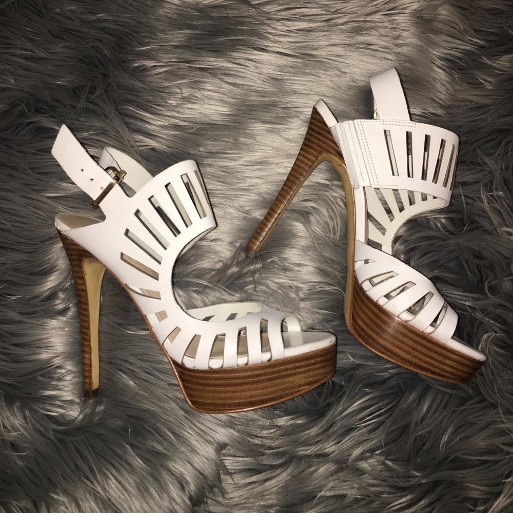 White strappy heels