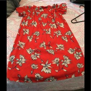 Red floral dress