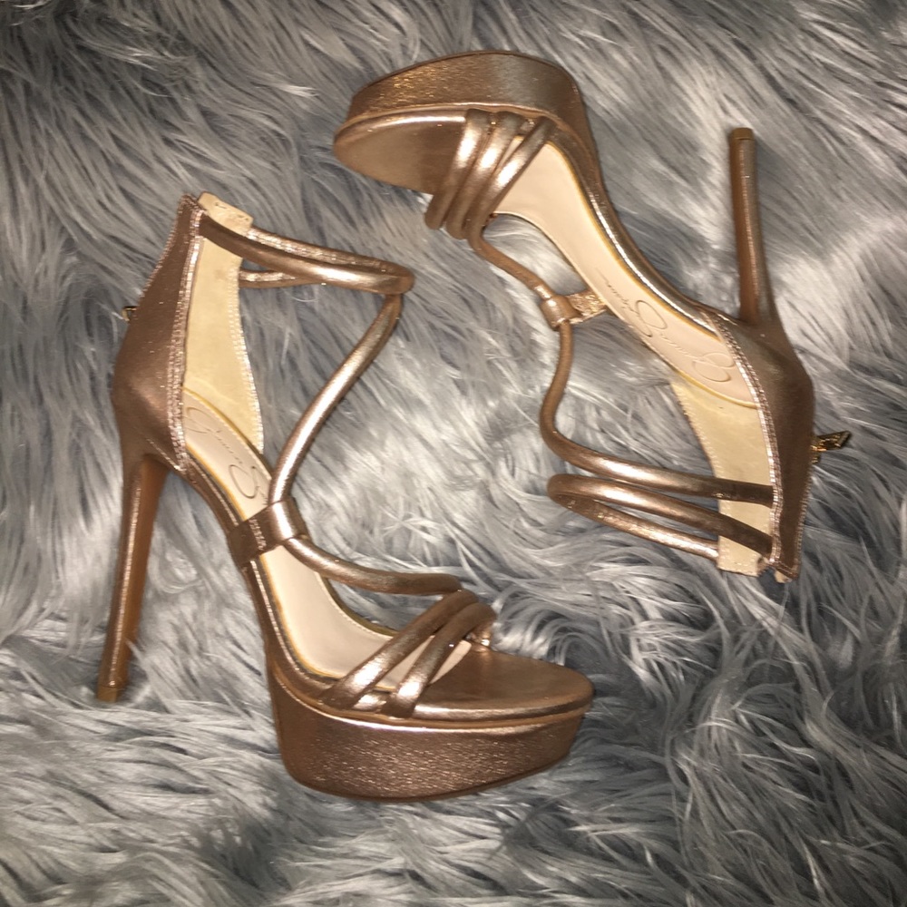 Gold strappy heels