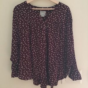 Maeve Tops - Maeve Maroon Polka Dot Dolman Sleeve Top Maeve Tops - Maeve Maroon Polka Dot Dolman Sleeve Top