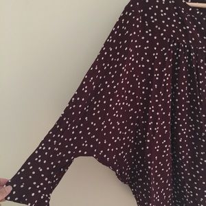 Maeve Tops - Maeve Maroon Polka Dot Dolman Sleeve Top Maeve Tops - Maeve Maroon Polka Dot Dolman Sleeve Top