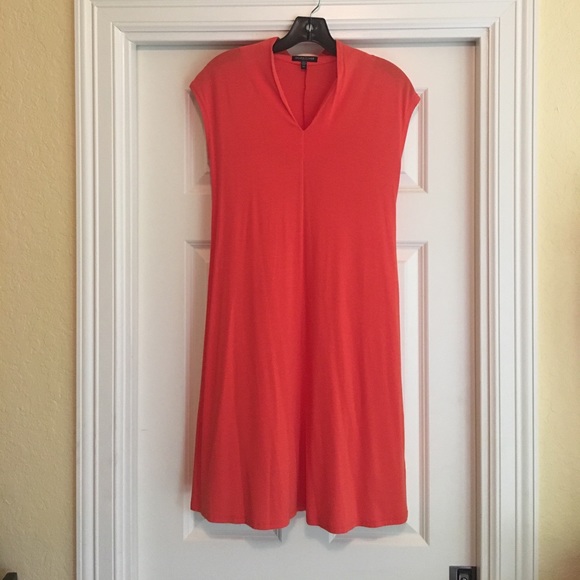 Eileen Fisher v-neck orange shift - Picture 1 of 3
