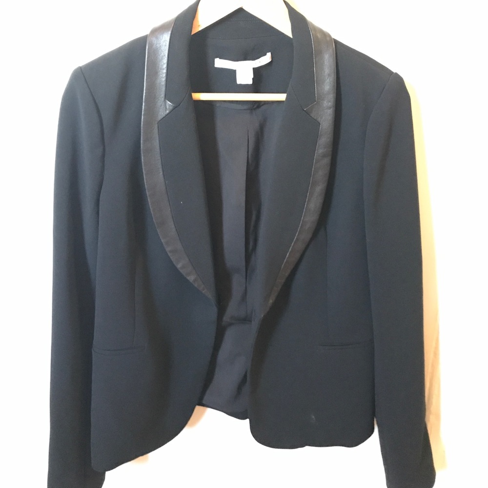 Diane Von Furstenburg Leather Trim Blazer