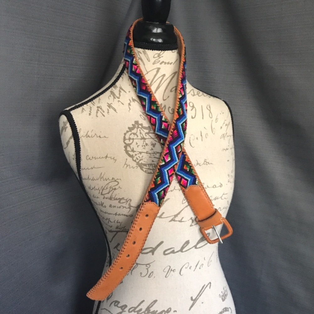 Free People Leather Embroidered Belt