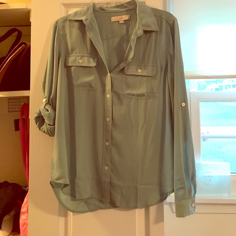 LOFT roll up long sleeve blouse