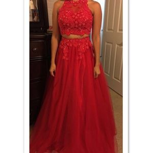 Two piece red formal dress