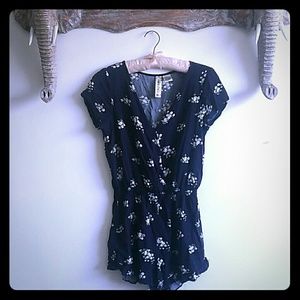 Navy floral romper