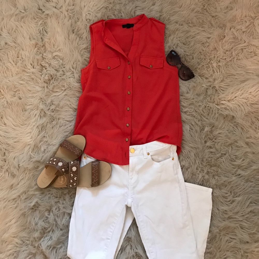 Orange Button-up tank