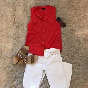 Orange Button-up tank