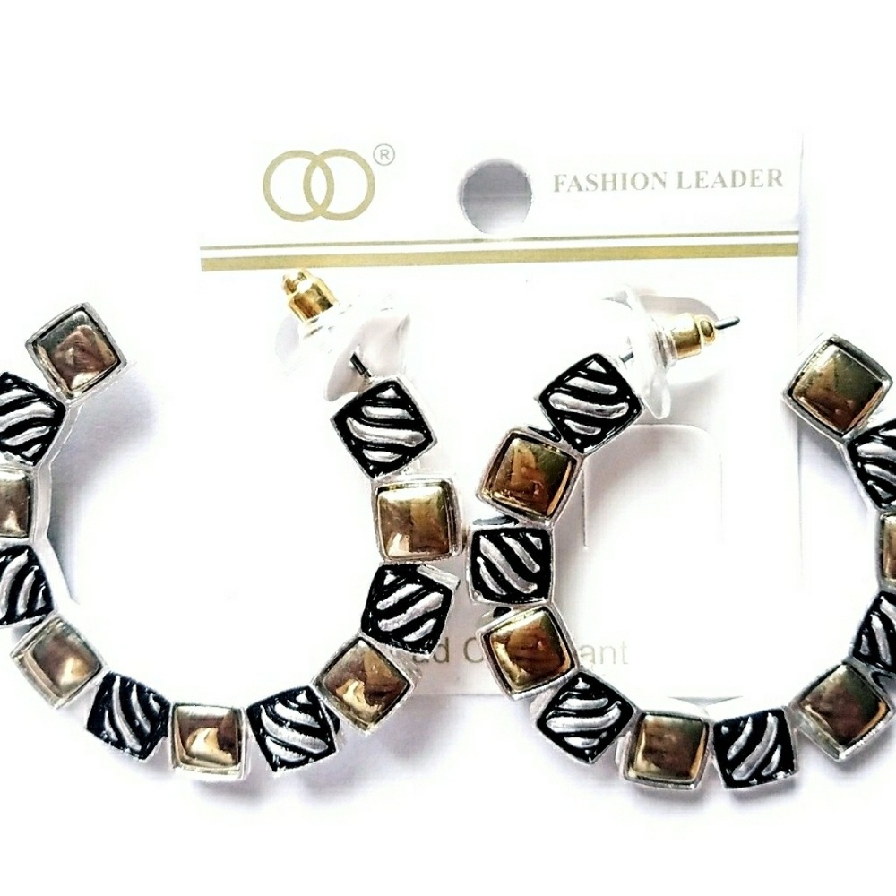 FASHION Women multi square hoop dangling Earring