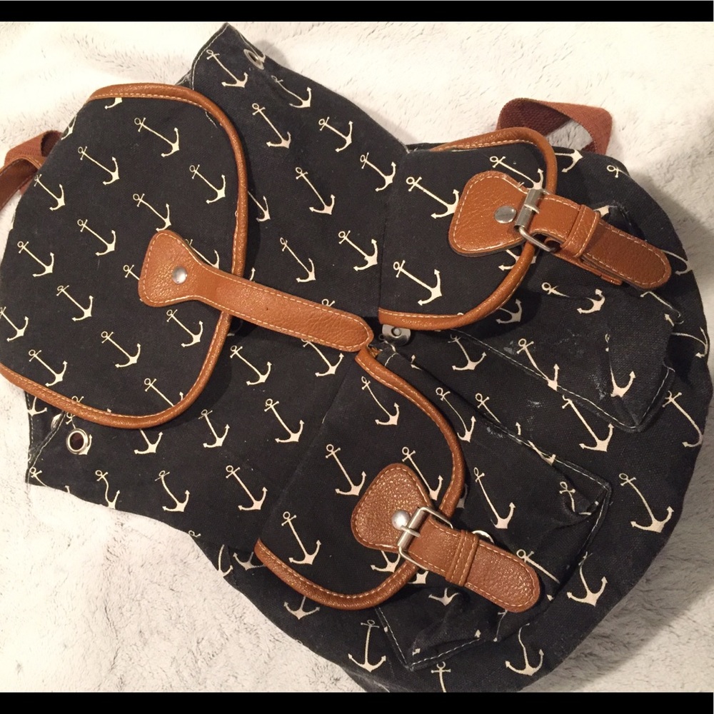 -SOLD- Anchor Print Canvas Backpack
