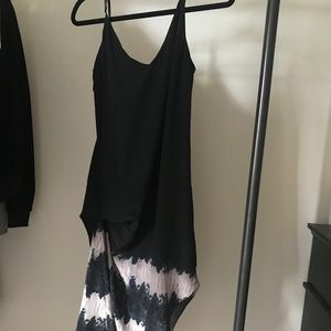 Black Dress with Snake Print Abstract Detail