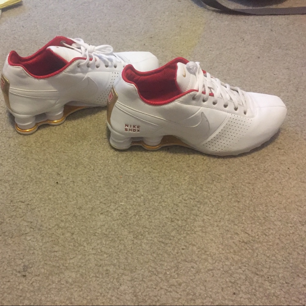 Nike White Gold Shox