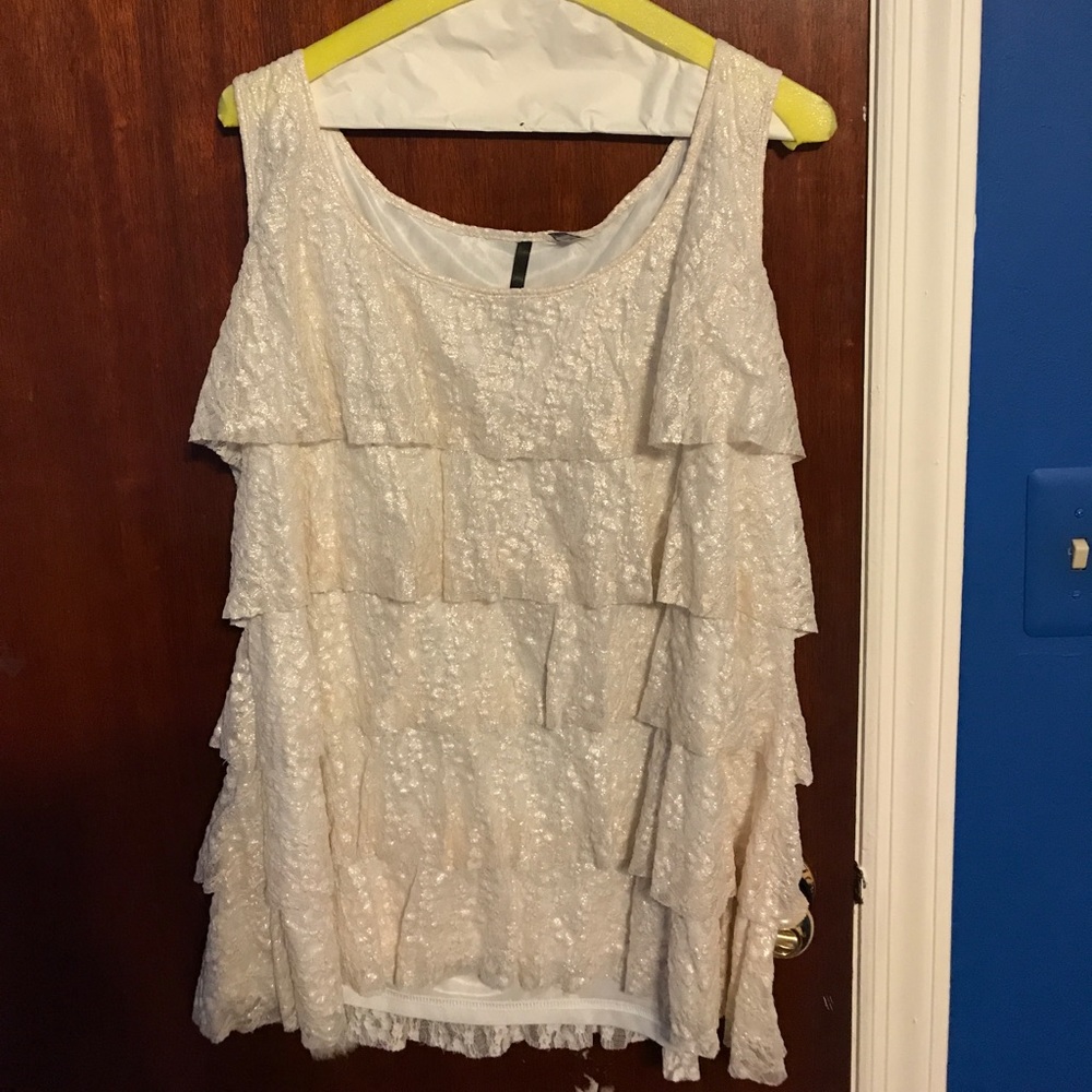 Shiny white plus size top