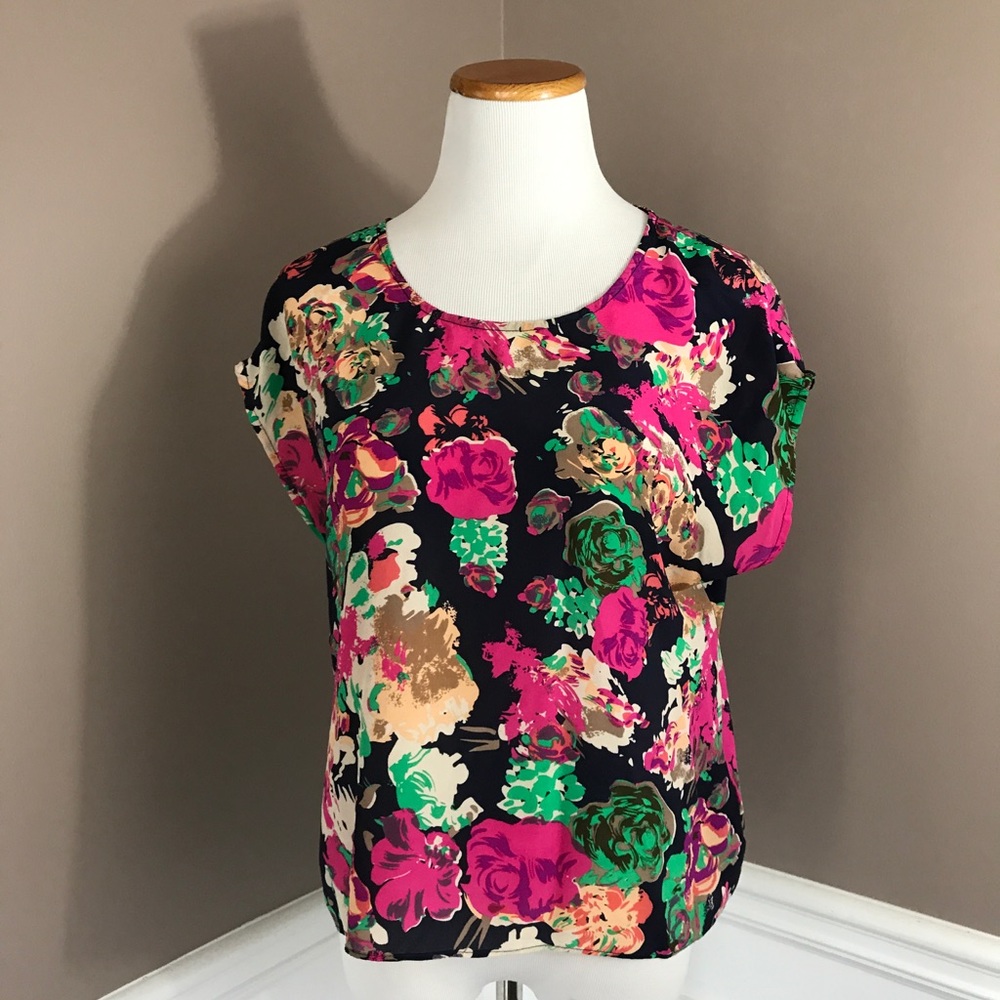Anthropologie Maeve 0 silk Floral print blouse