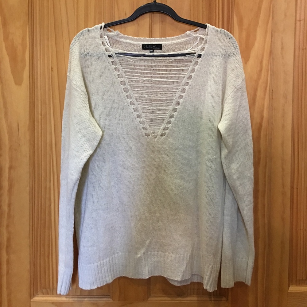 Cream v-neck sweater