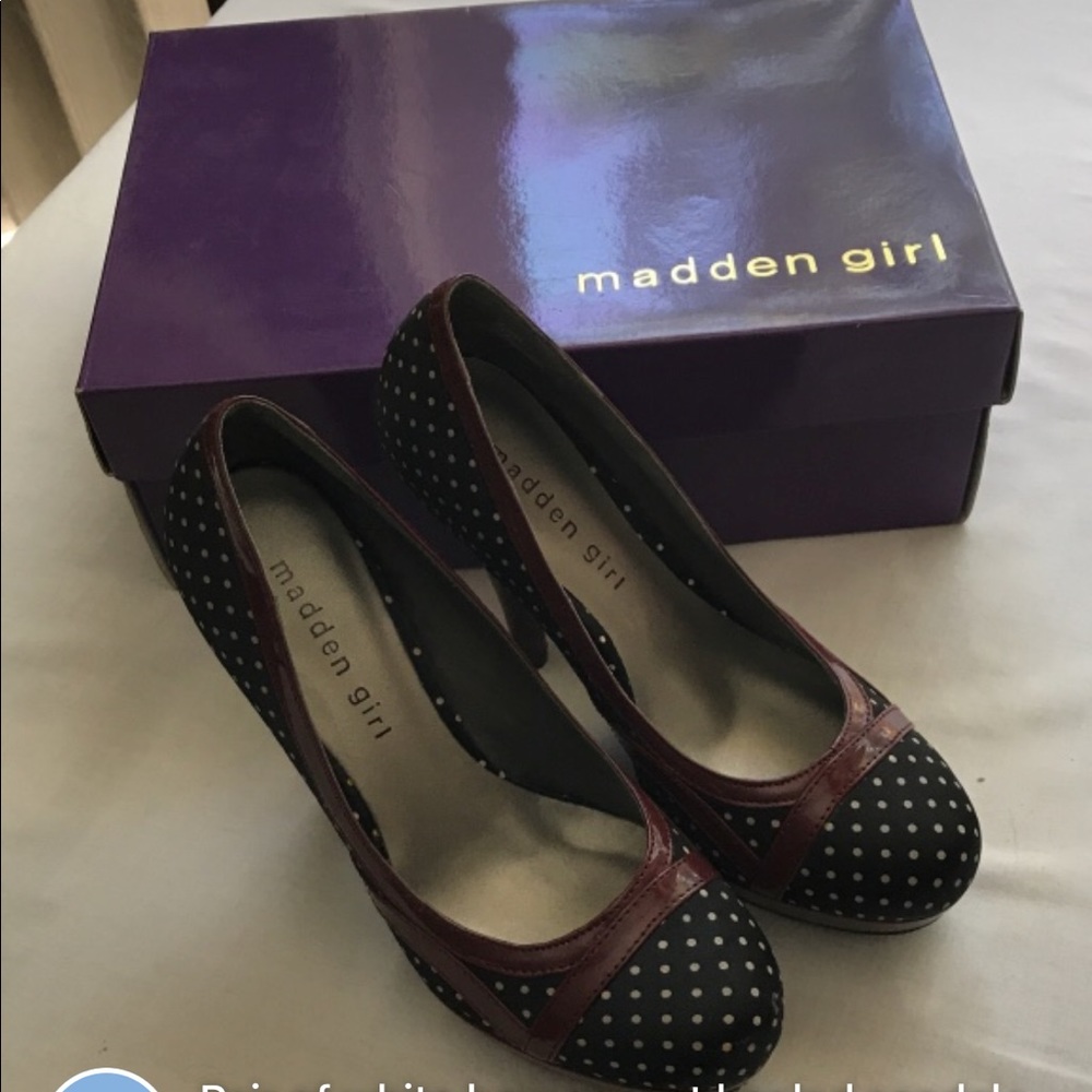 Black polka dot heels