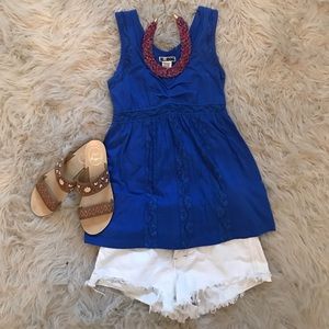 Billabong lace accented royal blue tank