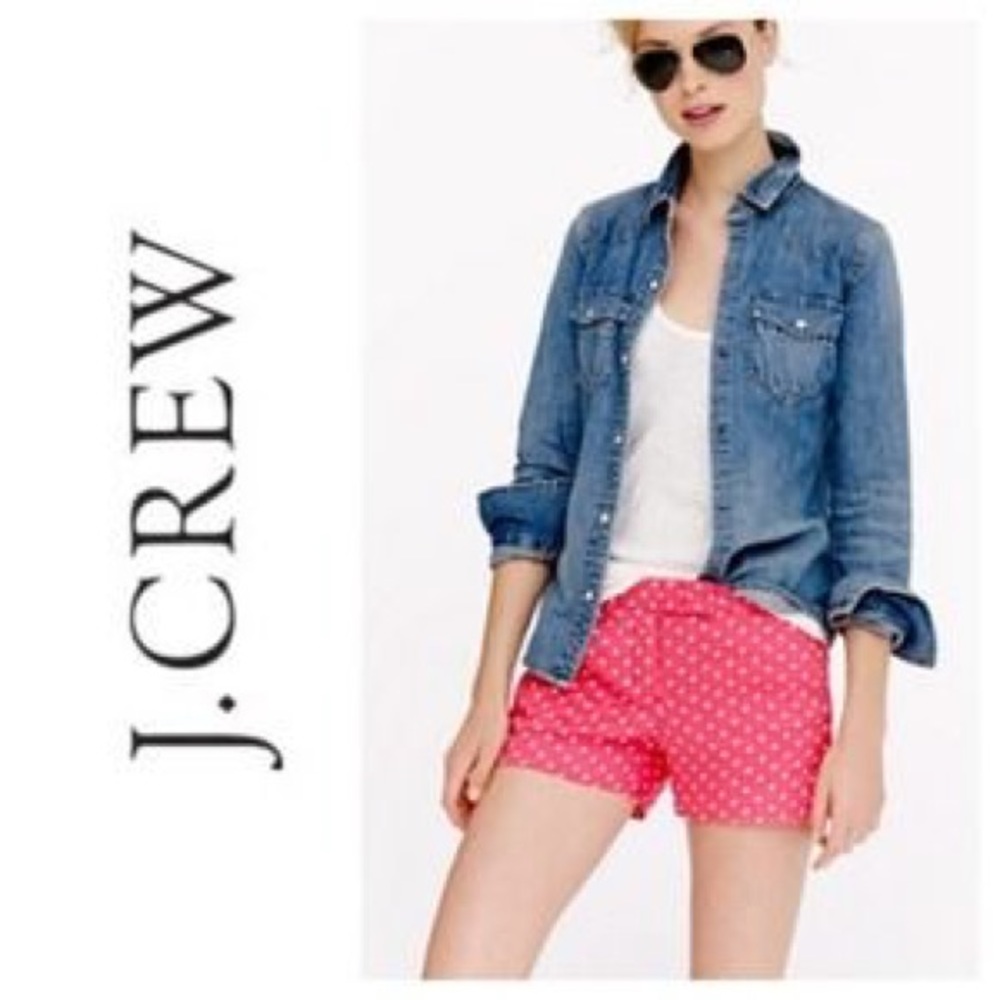 J. Crew Coral Polkadot Shorts