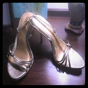 Carlos Santana gold strappy sandals