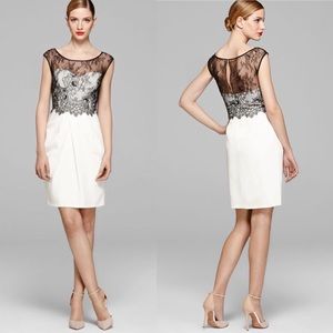 Vera Wang White Dress With Black Lace Overlay