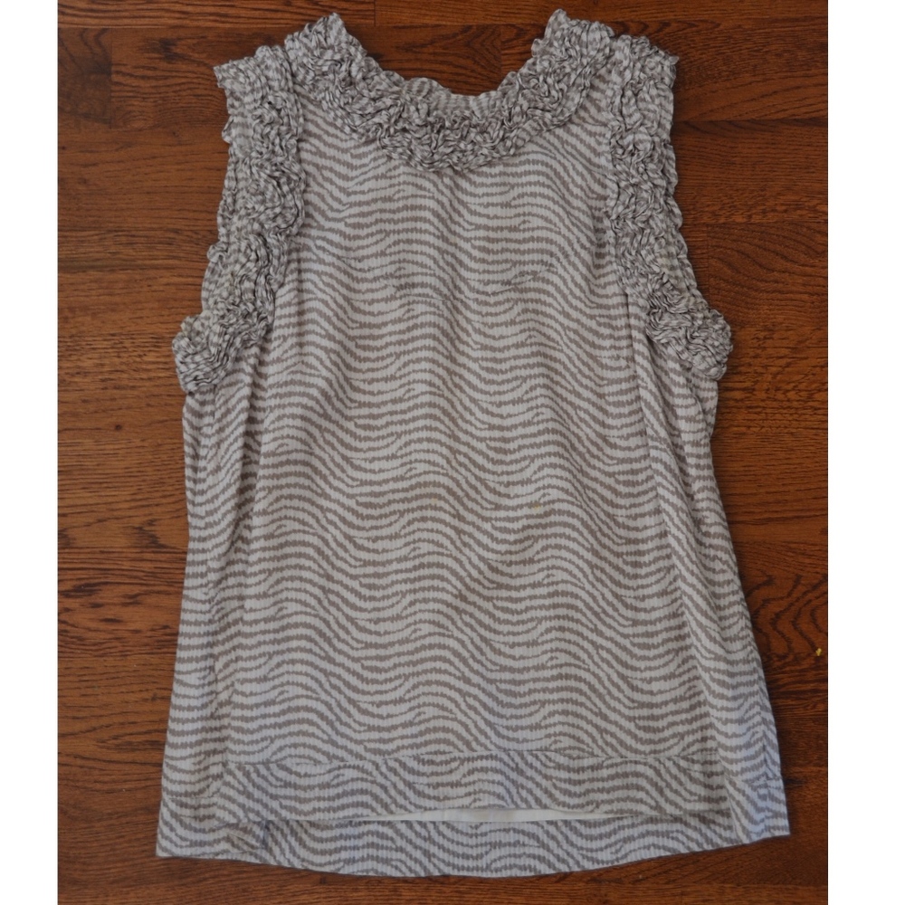 French Connection Sleeveless Gray Print Swing Top - Picture 4 of 8
