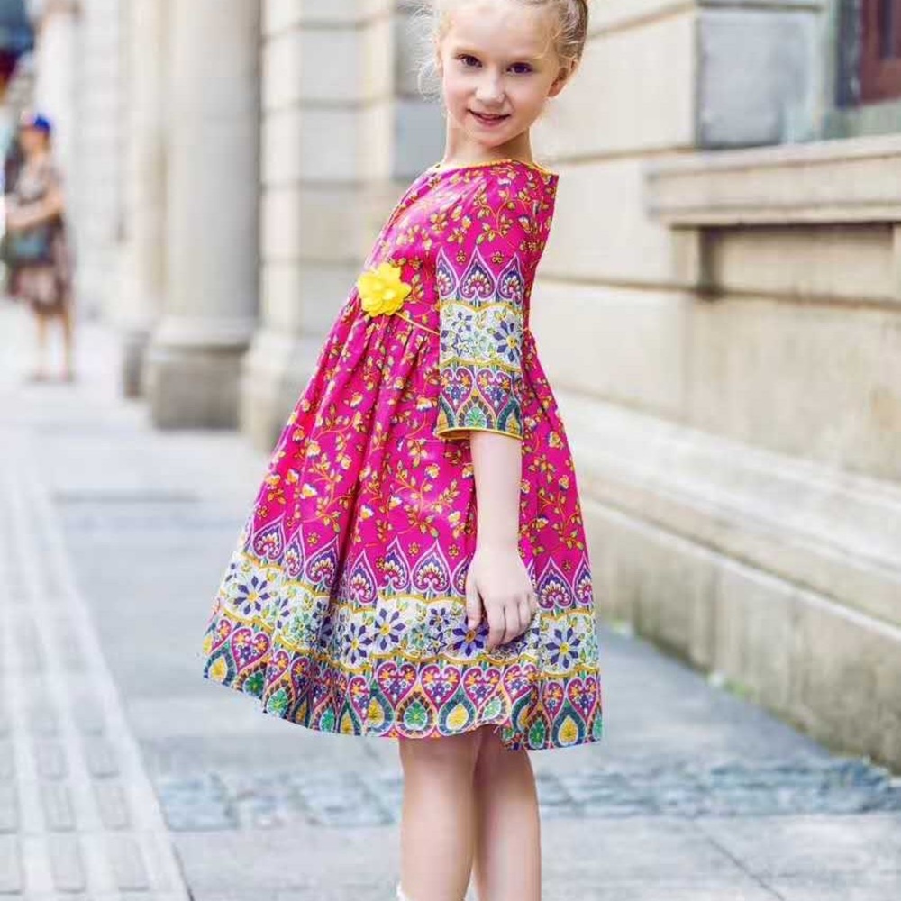 girls pink floral baby-doll dress