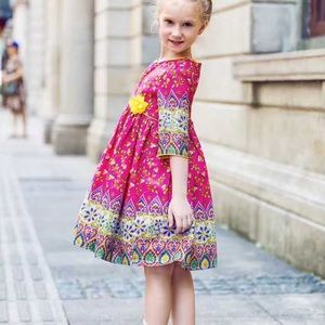 girls pink floral baby-doll dress