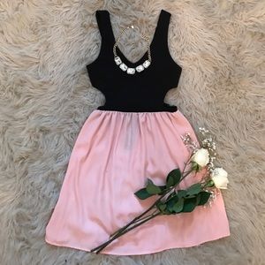 Charlotte Russe pink and black cut-out dress
