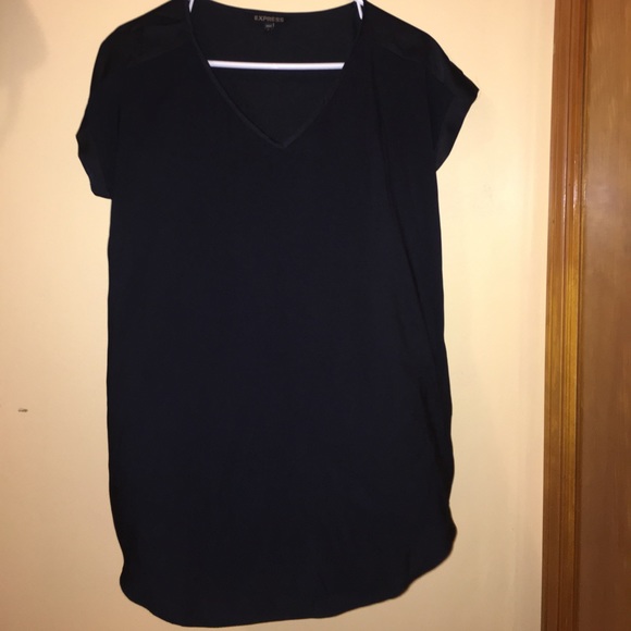 Silky Black Express V Neck rolled sleeve blouse - Picture 1 of 2