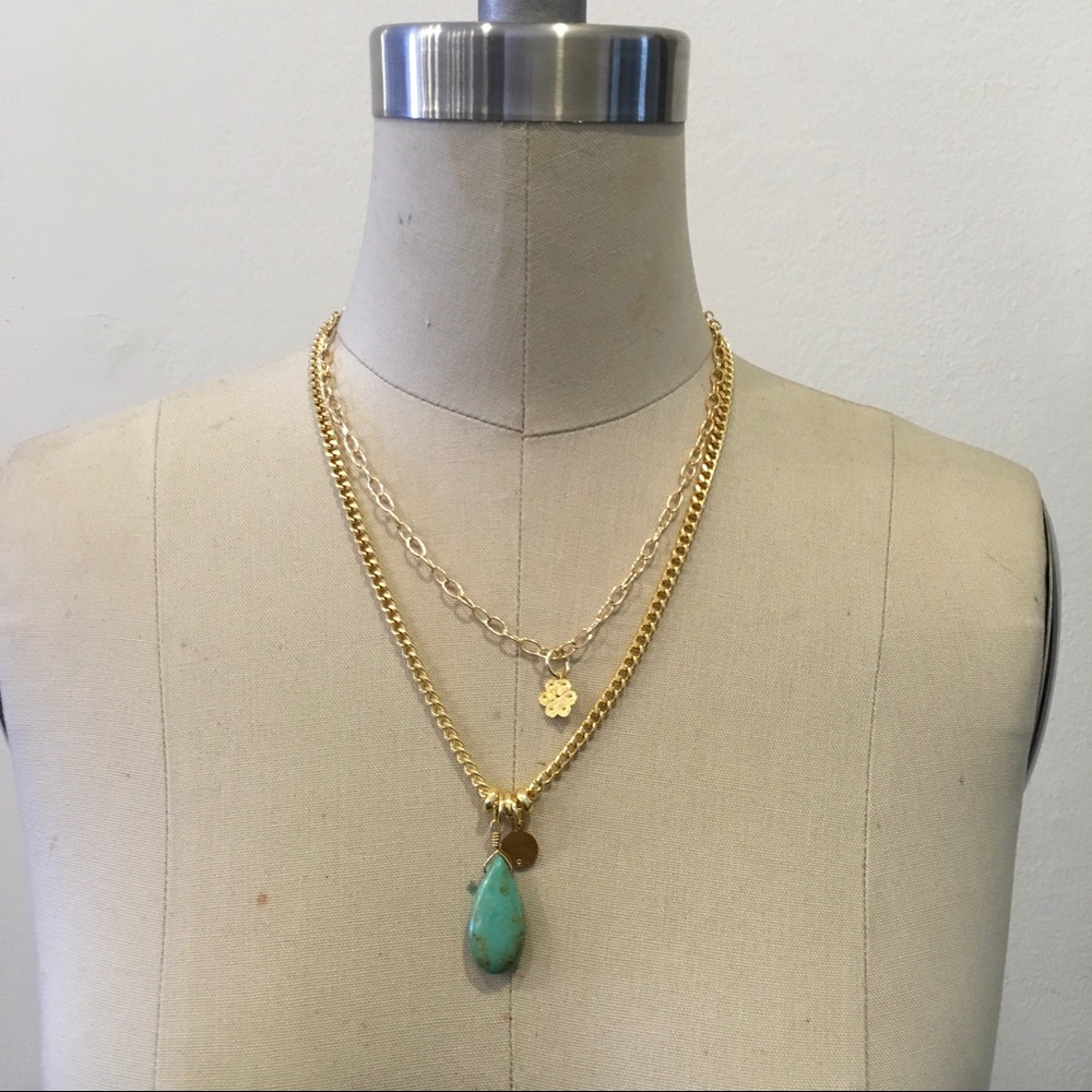 NEW Double Layer Turquoise Chain Necklace