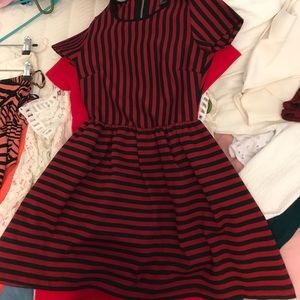 Pretty red & black strip dress