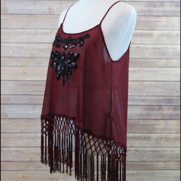 Restocked 1 in each size! Beaded Tank with Fringe - Picture 2 of 3