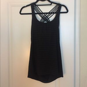 Strappy Open back black workout top