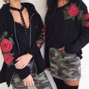 Black LF rose zip up