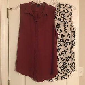Ann Taylor burgundy sleeveless flowy blouse