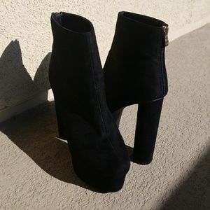 Black chunky platform booties