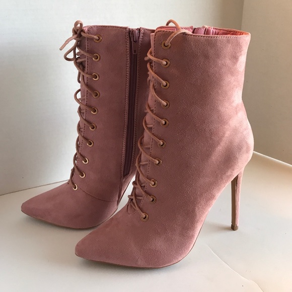 Shoes - NWOT! LOLA Shoetique Lace Up Suede Heeled Boots👢