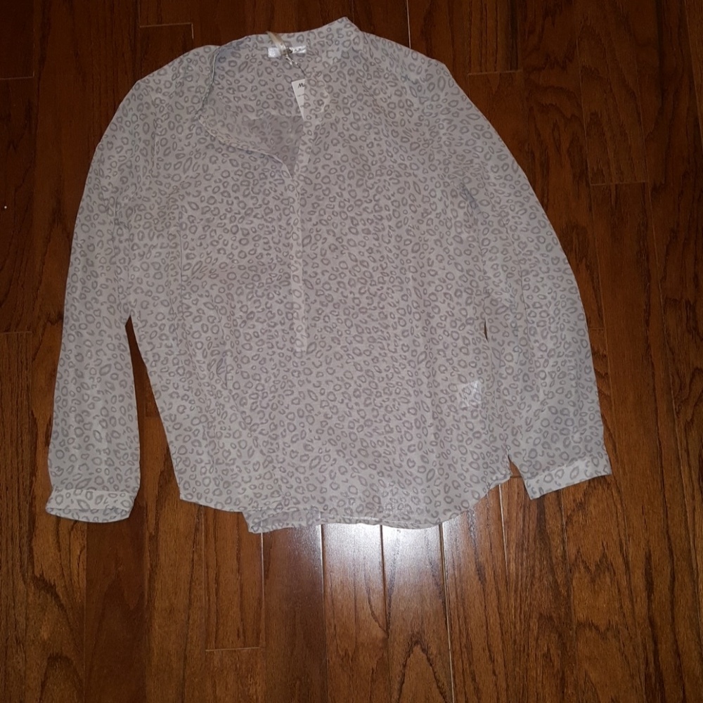 Kenar Gray and White Leopard Print Blouse