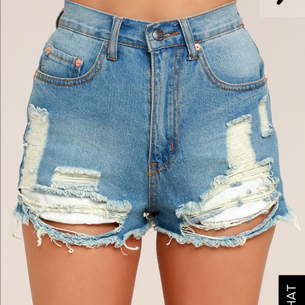 High waisted light denim shorts NWT