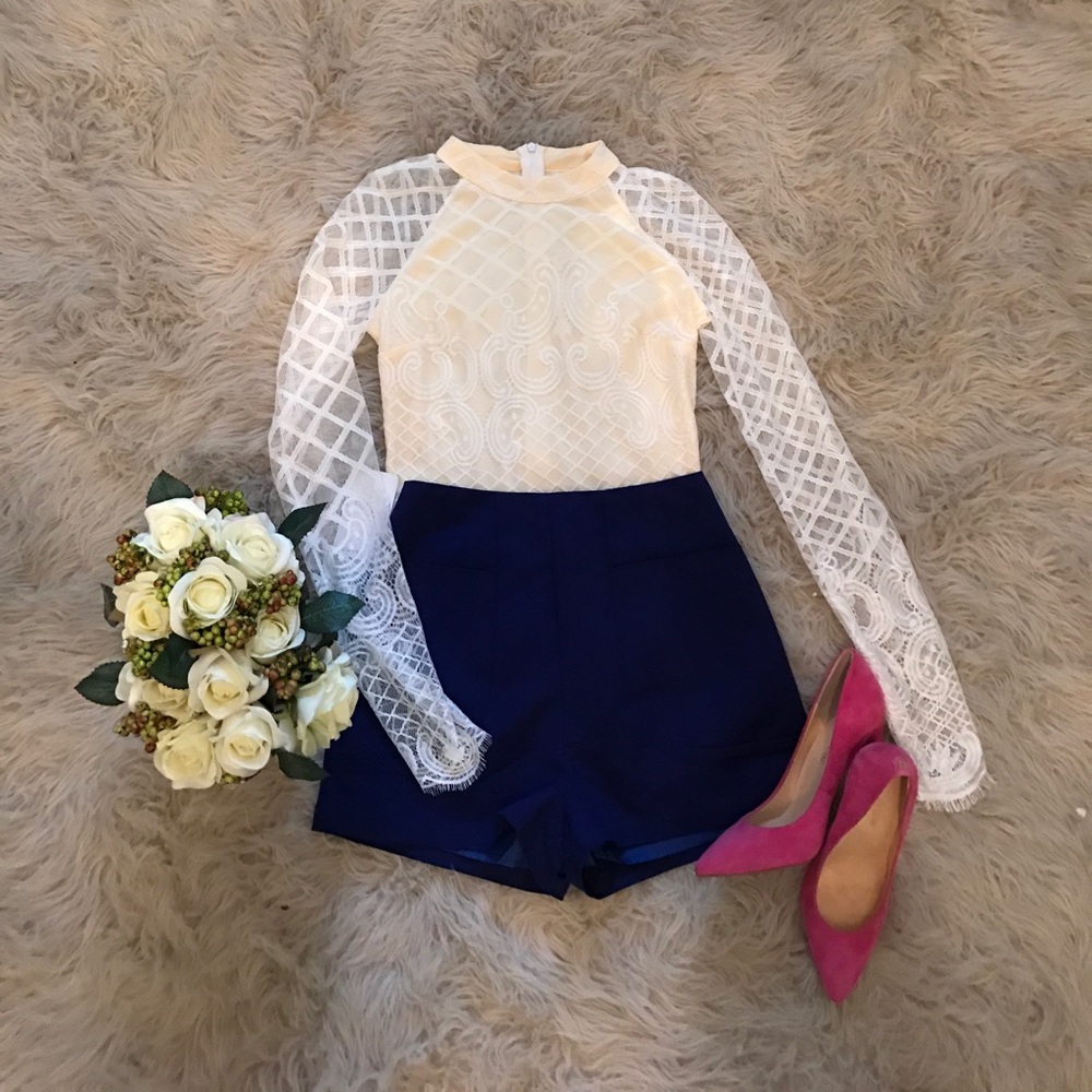 High waisted navy shorts NWT